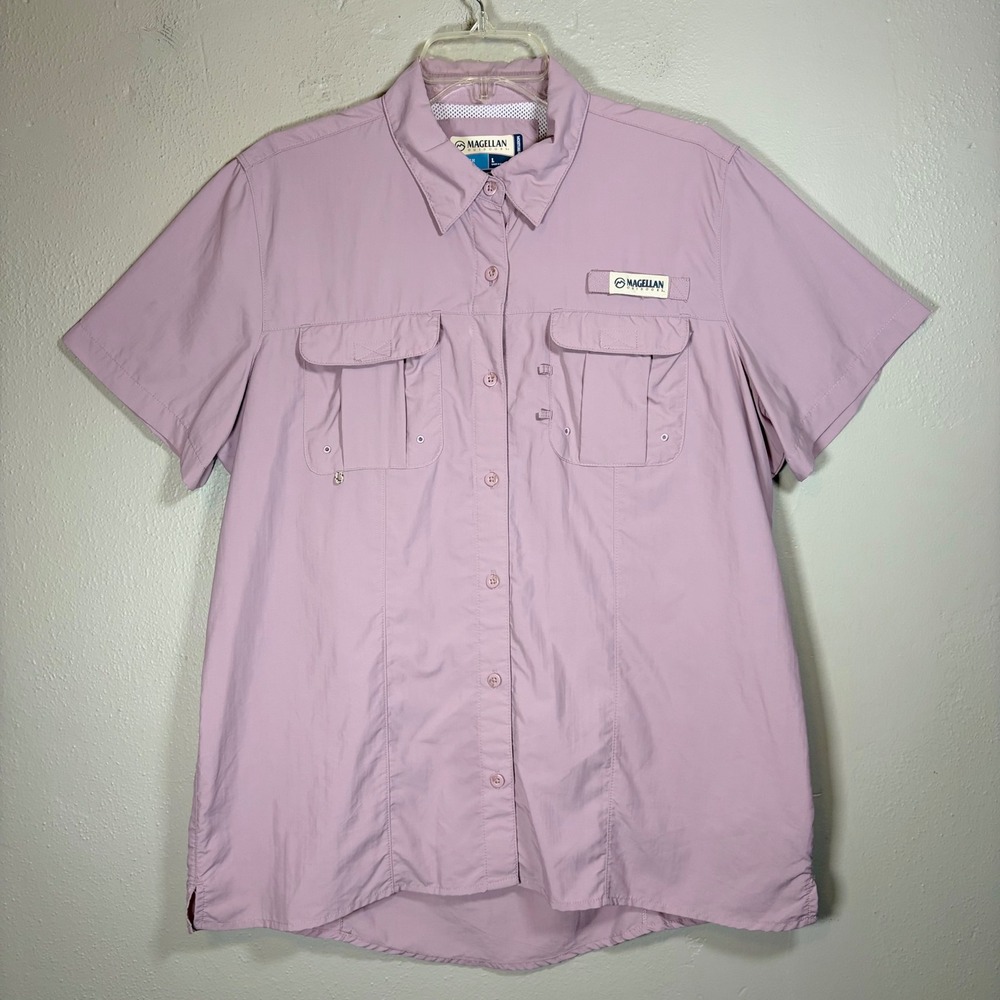 Magellan Outdoors Laguna Madre Fish Shirt Women Large Pink SGMGWF1520 Short Slv